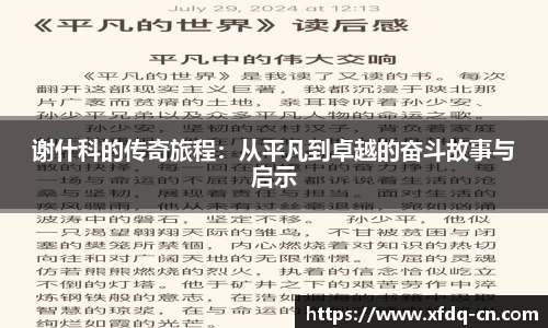 谢什科的传奇旅程：从平凡到卓越的奋斗故事与启示